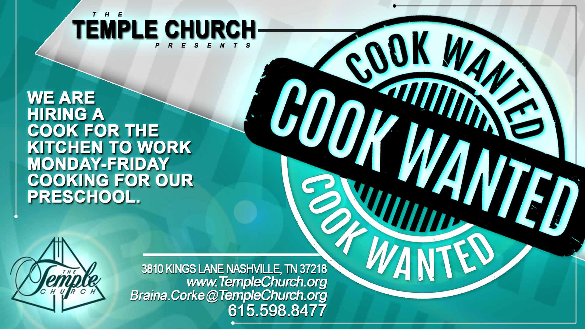 COOK WANTED